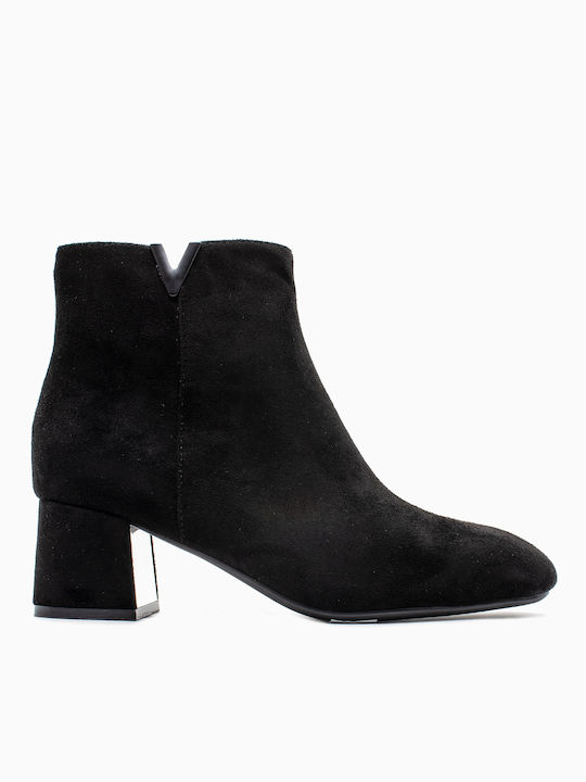 Seven Suede Women's Ankle Boots with Medium Heel Black