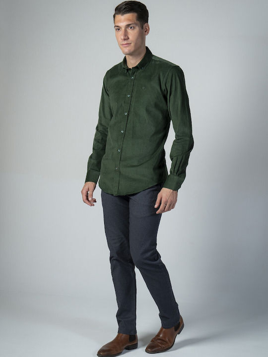 Dors Men's Shirt Long Sleeve Corduroy Green