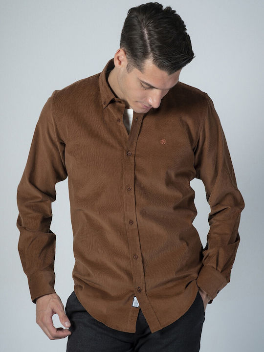 Dors Men's Shirt Long Sleeve Corduroy Brown