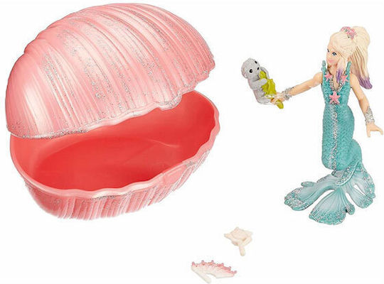 Schleich-S Miniature Toy Mermaid With Baby Seal In Shell Bayala 18cm