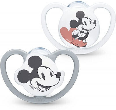 Nuk Orthodontic Pacifier Silicone Space Mickey Grey with Case for 0-6 months 1pcs