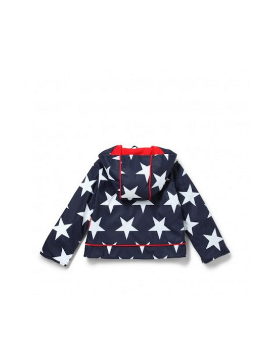 Penny Scallan Waterproof Kids Casual Jacket Long with Lining & Protection Hood Multicolour Navy Star