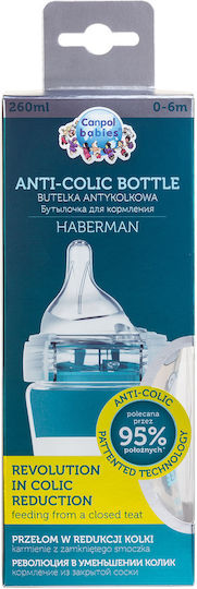 Canpol Babies Plastic Baby Bottle Haberman Bear Anti-colic with Silicone Teat for 0+ Months Blue 260ml