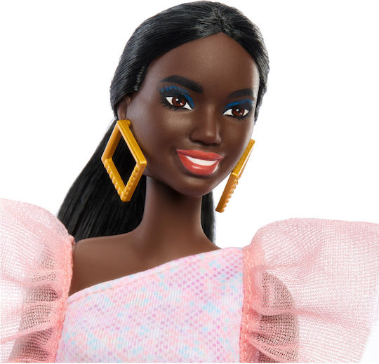 Barbie Fashionistas Doll Fashionistas #216 With Tall Body, Black Straight Hair & Peach Dress for 3+ years+ Years 29cm