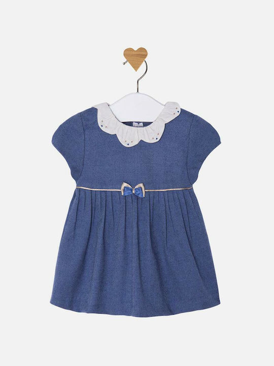 Mayoral Kids Dress Short Sleeve Navy Blue 16-02884-081