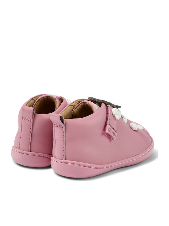 Leather Kids Boots with Laces Pink
