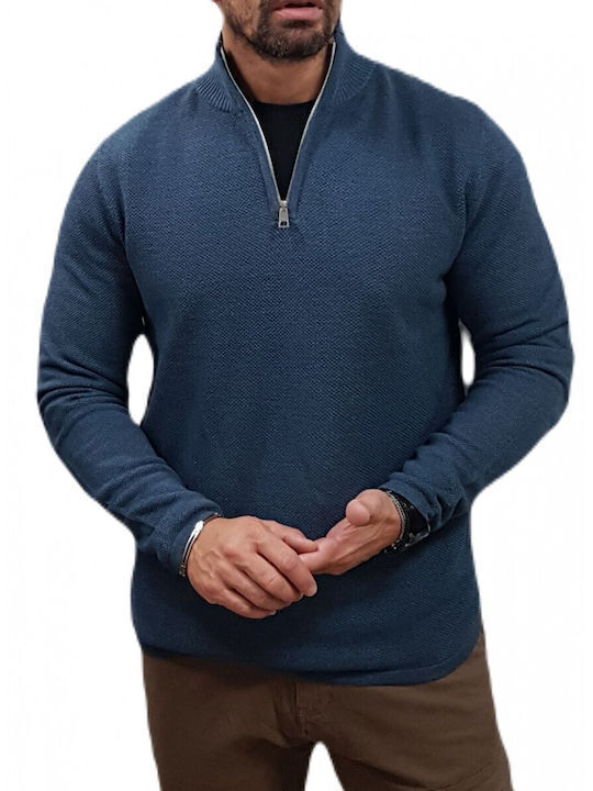 Marcus Herren Langarm-Pullover Ausschnitt mit Reißverschluss Marineblau