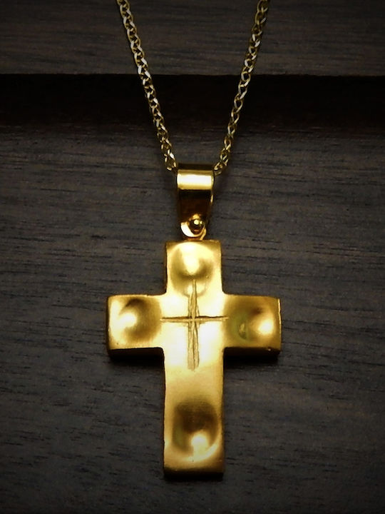 Polytimo Women's Gold Cross 14K with Chain