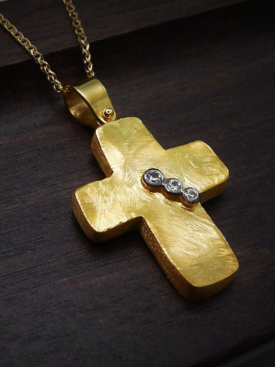 Polytimo Women's Gold Cross 14K with Chain