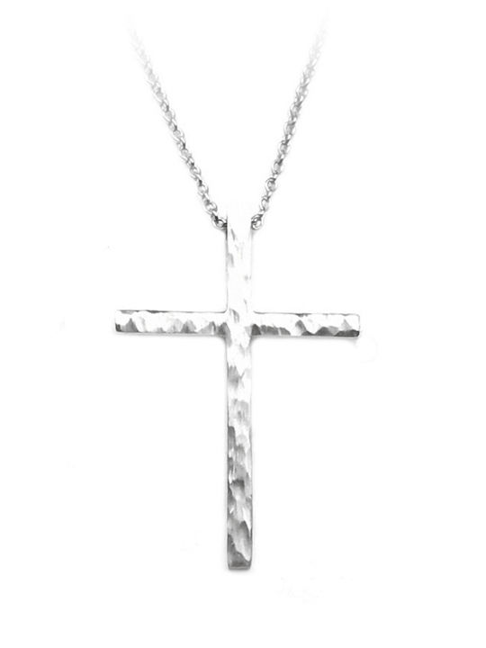 Polytimo White Gold Cross 18K with Chain