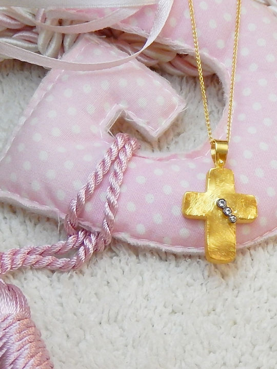 Polytimo Women's Gold Cross 14K with Chain