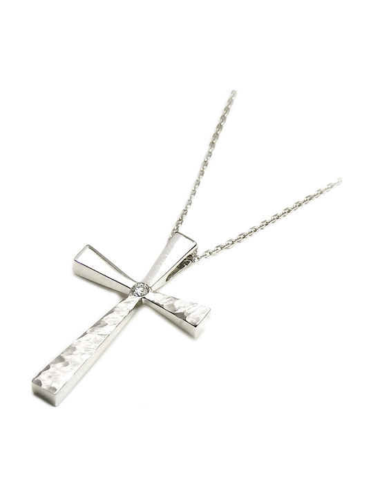 Polytimo Women's White Gold Cross 18K with Chain