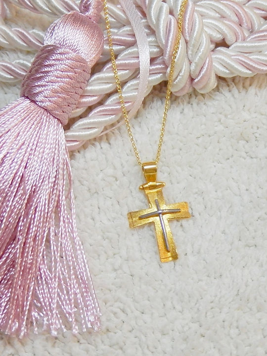 Polytimo Women's Gold Cross 14K with Chain