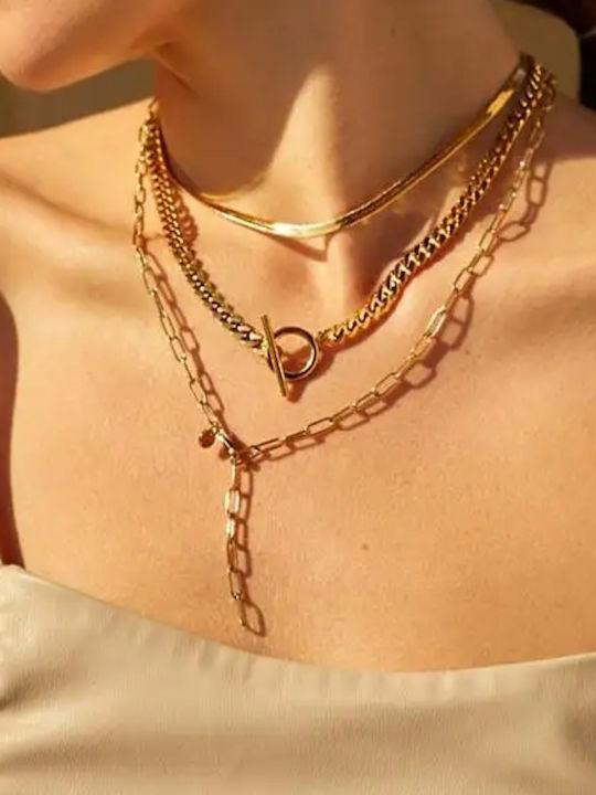 Callajewels Αλυσίδα Λαιμού από Ατσάλι Επιχρυσωμένη
