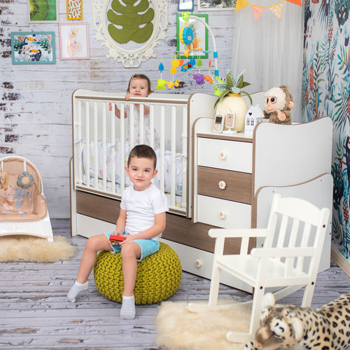 Lorelli Πολυμορφική Κούνια Trend Plus White & Milky Green με Συρτάρι