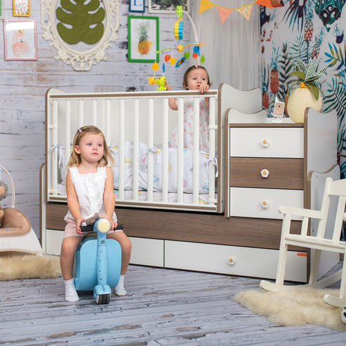 Lorelli Πολυμορφική Κούνια Trend Plus White & Milky Green με Συρτάρι