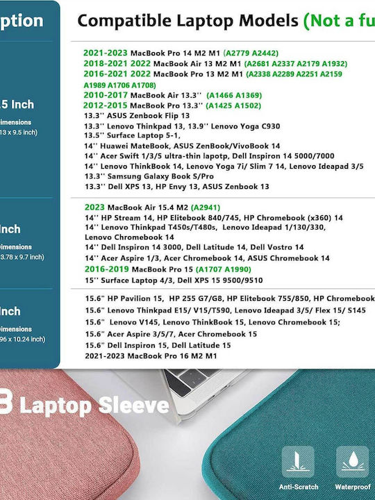 ZYB Αδιάβροχη Θήκη για Laptop 13" σε Γκρι χρώμα 1000-42210108