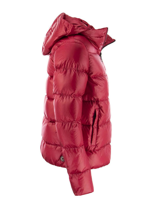 Colmar Women's Short Puffer Jacket for Winter with Hood Red