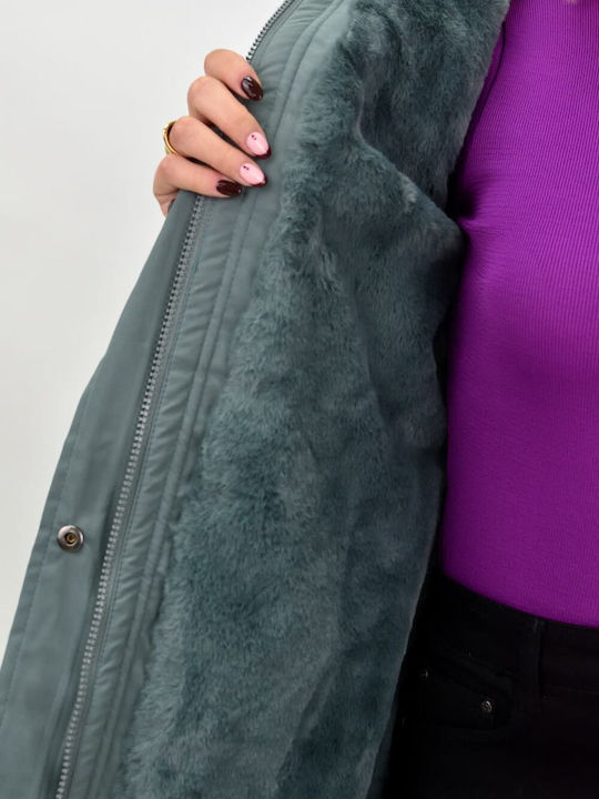 Potre Kurz Damen Puffer Jacke für Winter Grün