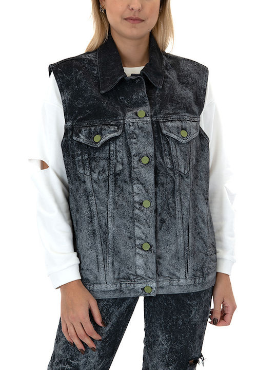 Sac & Co Women's Short Jean Jacket for Spring or Autumn Black