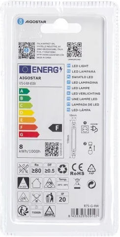 Aigostar Λάμπα LED 8W για Ντουί R7S Ψυχρό Λευκό 830lm