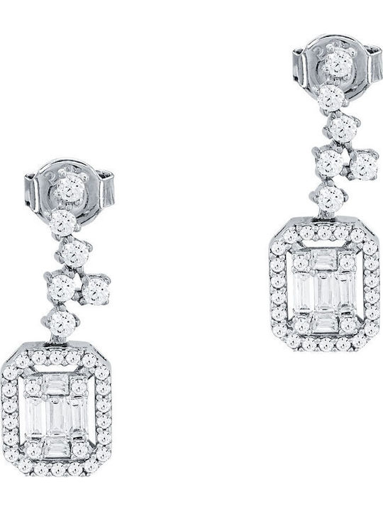 Kiriakos Gofas Set with Necklace & Earrings from White Gold 14K with Stones