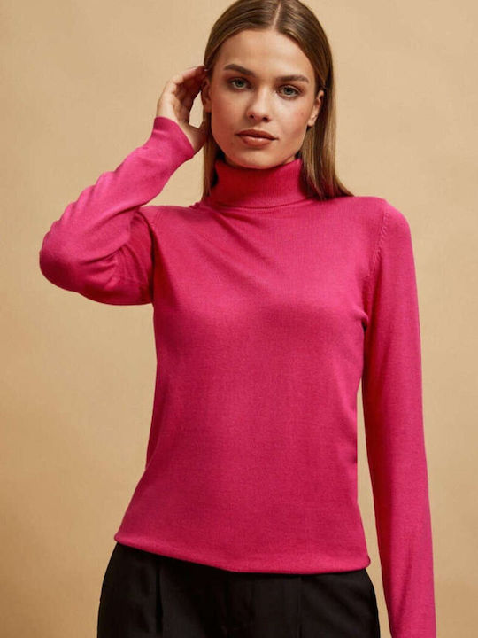 Make your image Women's Long Sleeve Sweater Turtleneck Fuchsia