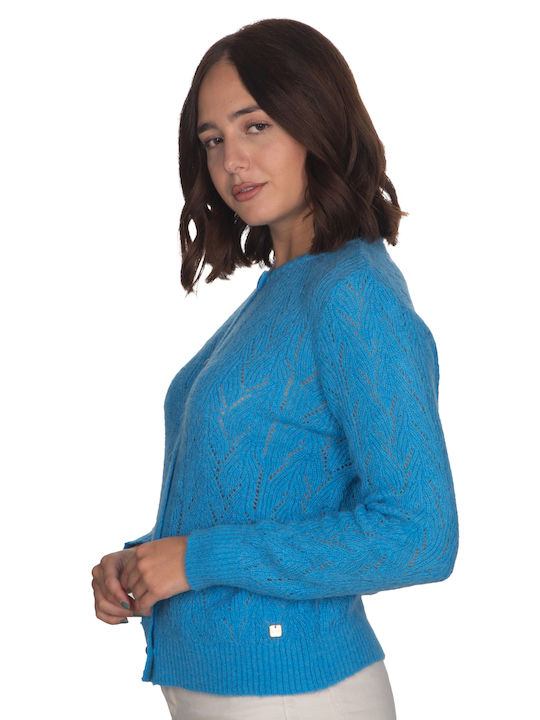 Women's Knitted Cardigan with Buttons Light Blue 12566
