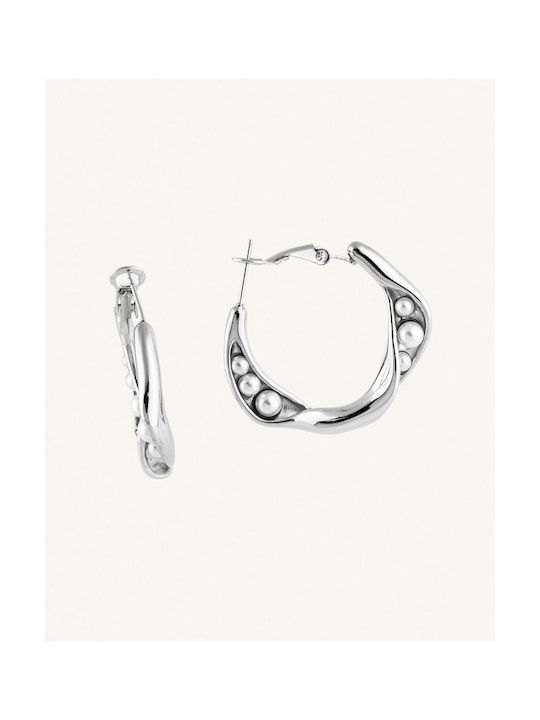 StanStefan Earrings Hoops made of Steel with Pearls