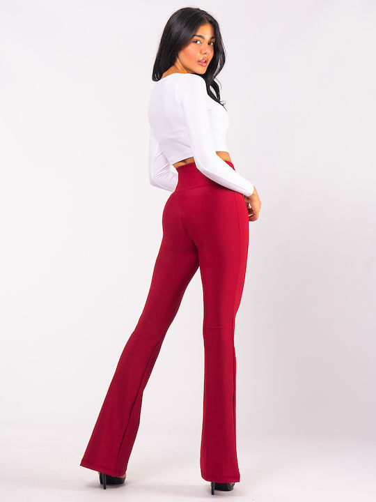Damen Leggings Formendefinition Hohe Taille Push-up Burgundisch