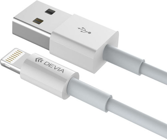 Devia USB-A to Lightning Cable Λευκό 1m (DVCB-986650)