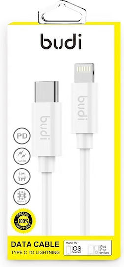 Budi Budi USB 2.0 Cable USB-C male - Lightning Λευκό 1m (M8J195-WHT)