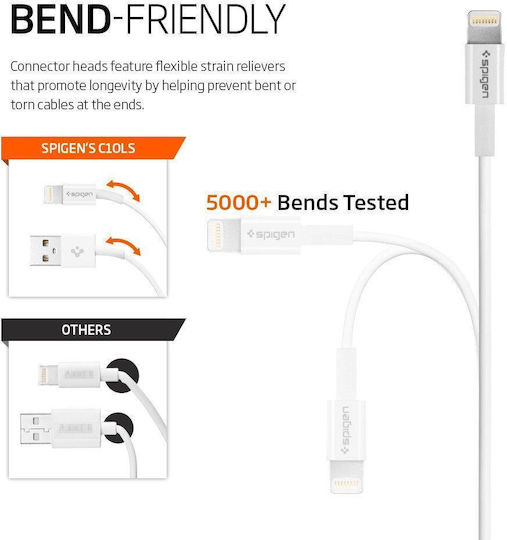 Spigen USB-A to Lightning Cable Λευκό 1m (SGP11575)