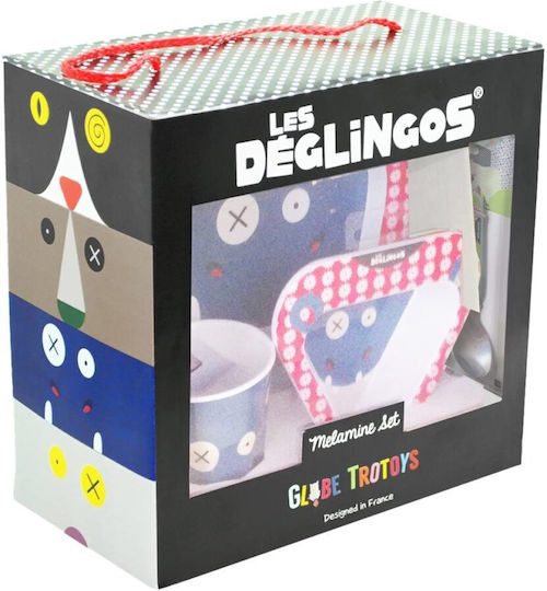 Les Deglingos Feeding Set Hippipos the Hippopotamus Food Set made of Melamine Multicolour 3pcs