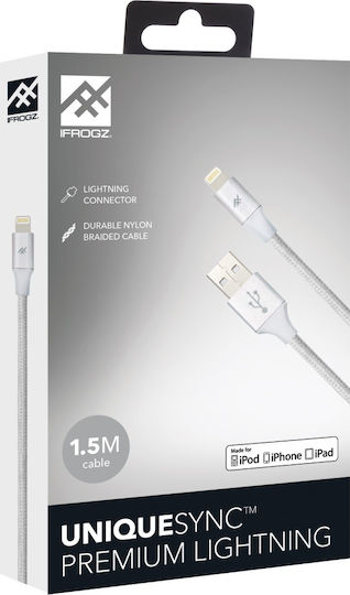 iFrogz Geflochten USB-A zu Lightning Kabel Gray 1.5m (IFUSLC-SL1)