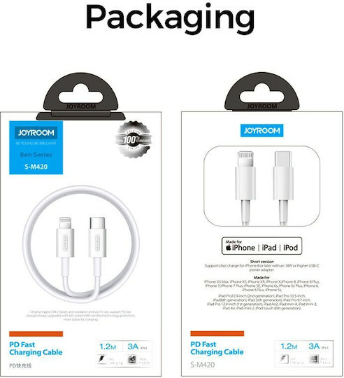 Joyroom Ben Series PD USB-C to Lightning Cable White 1.2m (S-M420)