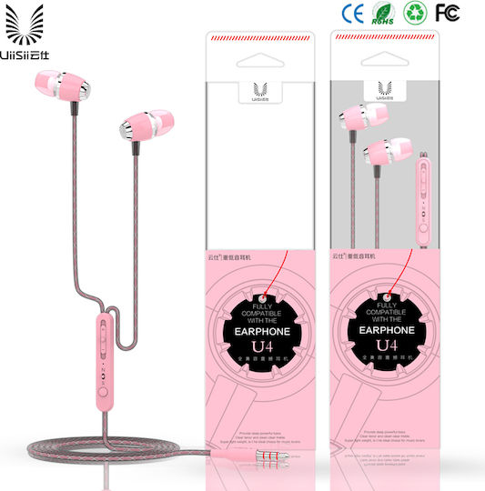 UiiSii U4 In-ear Handsfree με Βύσμα 3.5mm Ροζ