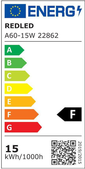Redled LED-Lampe 15W 129mm für Fassung E27 und Form A60 Warmes Weiß 1400lm