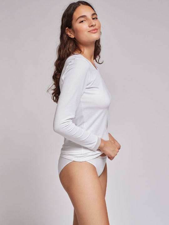 Femeie Slip cu Dantelă Alb