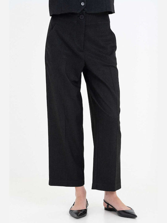 Philosophy Wear Women's High-waisted Fabric Trousers Gray