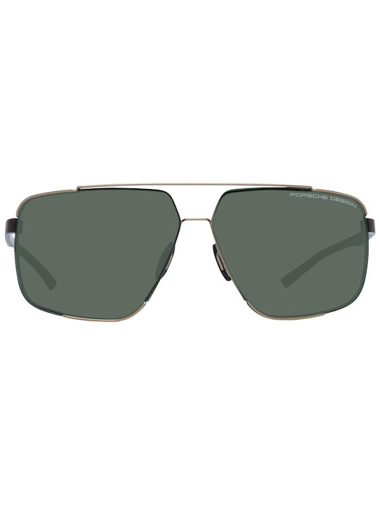 Porsche Design Sunglasses with Burgundy Plastic Frame and Green Lens P8681 - B - 6612