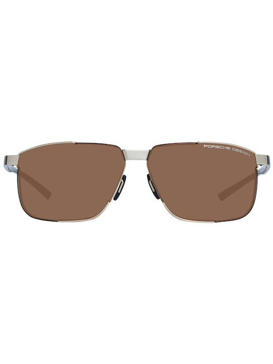 Porsche Design Men's Sunglasses with Black Metal Frame and Brown Lens P8680 B