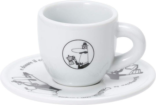 Bialetti Σετ Φλιτζάνια Espresso από Πορσελάνη Λευκά 50ml 4τμχ