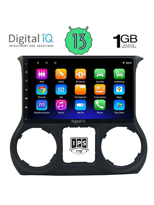 Digital IQ Sistem Audio Auto pentru Jeep Wrangler 2011-2017 (Bluetooth/USB/AUX/WiFi/GPS/Android-Auto) cu Ecran Tactil 10"