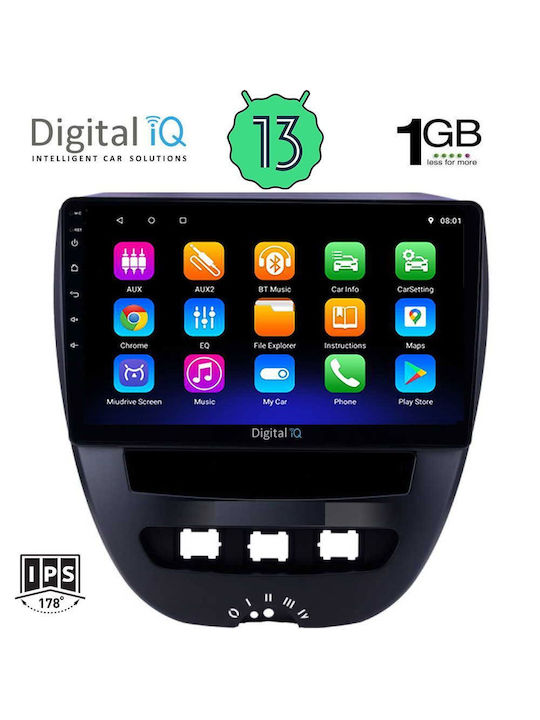 Digital IQ Car Audio System for Peugeot 107 Toyota Aygo Citroen C1 2005-2014 (Bluetooth/USB/AUX/WiFi/GPS/Apple-Carplay/Android-Auto) with Touch Screen 10"