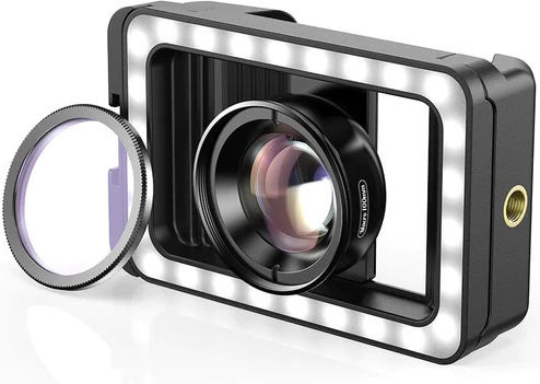 Apexel 3 in 1 Mobile Phone Clip, Macro Lens 100mm and Fill Light Phone Camera Lens Set Macro