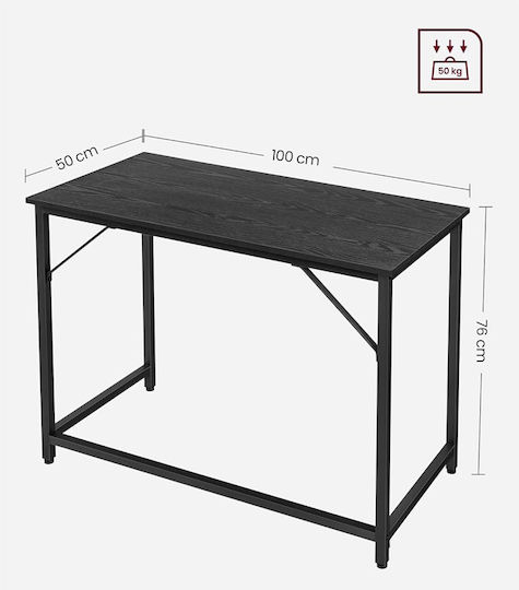 Birou Din Lemn Negru Cu Picioare Metalice 100x50x75cm