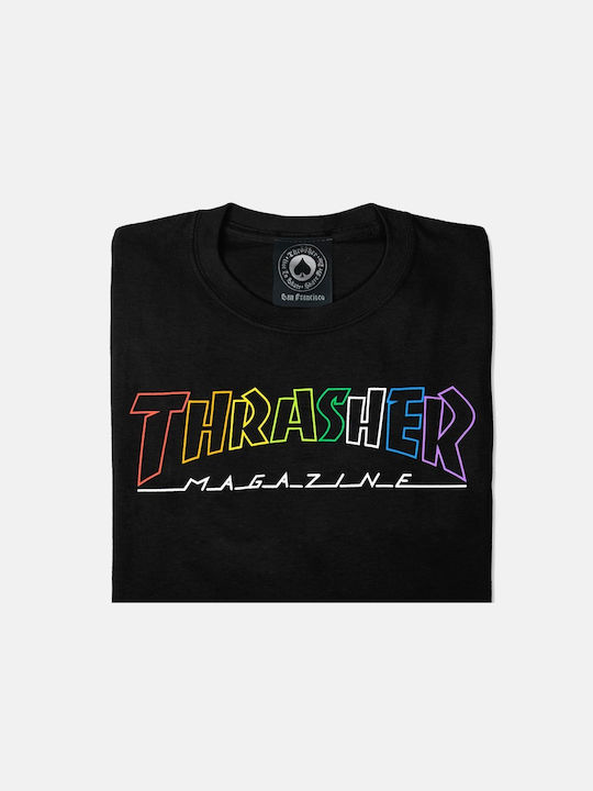 Thrasher Rainbow Mag Ανδρικό T-shirt Κοντομάνικο Μαύρο