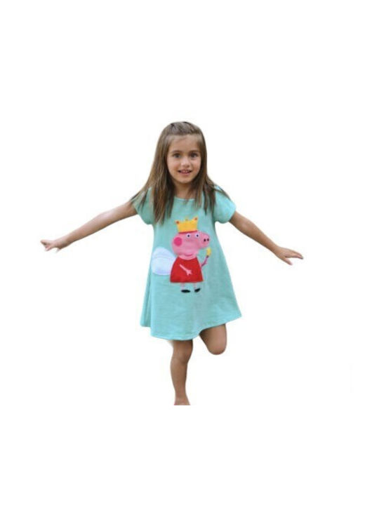 Happy Button Παιδικό Φόρεμα Τιρκουάζ