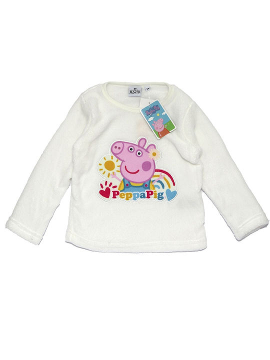 Peppa Pig Set Top & Bottom Kids Winter Fleece Pyjamas White